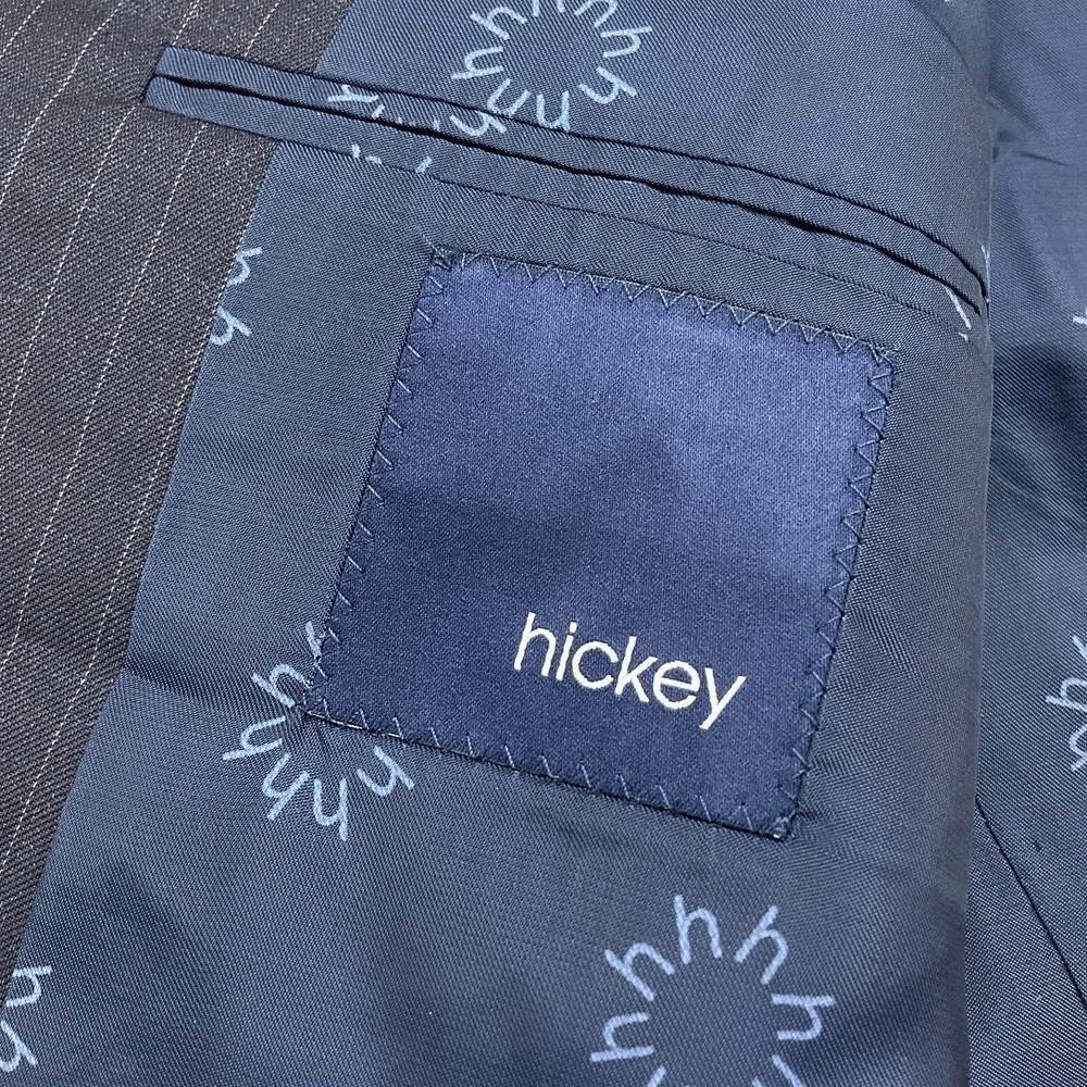Hickey Blazer Men 40R Black White Pinstripe Jacket Wool VTG USA‎ Union